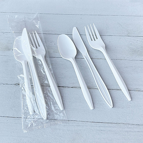 Boardwalk Three-Piece Cutlery Kit, Fork/Knife/Teaspoon, Mediumweight, White, 250/Carton (BWK3KITWHPS)