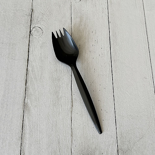 Boardwalk Mediumweight Polypropylene Cutlery, Spork, Black, 1,000/Carton (BWKSPORKBLPP)