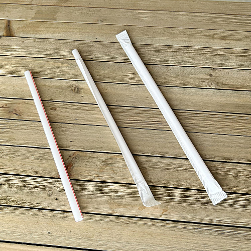 Boardwalk Wrapped Giant Straws, 7.75", Polypropylene, Red/White Striped, 7,200/Carton (BWKGSTW775RW)