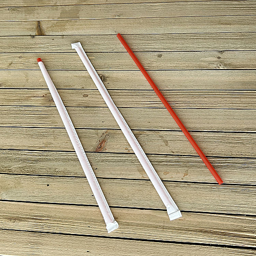 Boardwalk Wrapped Jumbo Straws, 10.25", Polypropylene, Red, 2,000/Carton (BWKJSTW1025RED)