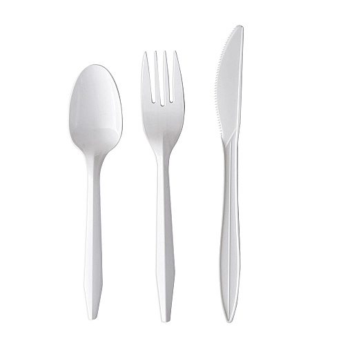Boardwalk Three-Piece Cutlery Kit, Fork/Knife/Teaspoon, Mediumweight, White, 250/Carton (BWK3KITWHPS)