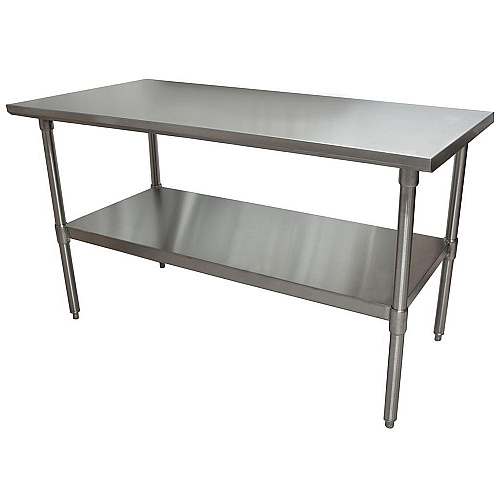 BK Resources Stainless Steel Flat Top Work Tables, 60w x 30d x 36h, Silver, 2/Pallet (2VT6030)
