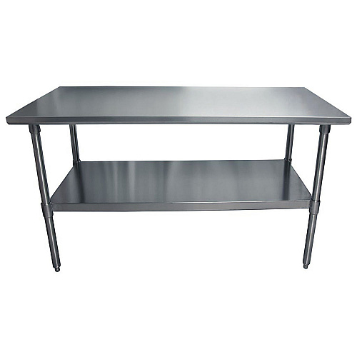 BK Resources Stainless Steel Flat Top Work Tables, 60w x 30d x 36h, Silver, 2/Pallet (2VT6030)