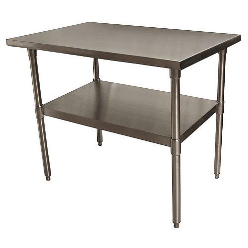BK Resources Stainless Steel Flat Top Work Tables, 48w x 30d x 36h, Silver, 2/Pallet (2VT4830)