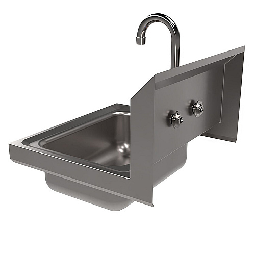 BK Resources Stainless Steel Hand Sink with Faucet, 14" l x 10" w x 5" d (BKHSW1410PG)