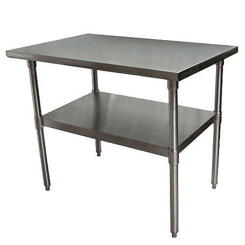 BK Resources Stainless Steel Flat Top Work Tables, 48w x 24d x 36h, Silver, 2/Pallet (2VT4824)