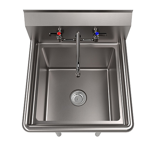 BK Resources Stainless Steel Sink and Faucet Bundle, Sink/Faucet/Faucet Mounting Kit/Drain, 18" L x 18" W x 14" D (BKS11812PG)