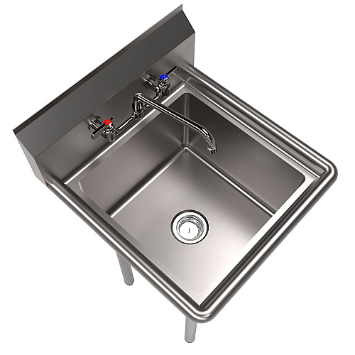 BK Resources Stainless Steel Sink and Faucet Bundle, Sink/Faucet/Faucet Mounting Kit/Drain, 18" L x 18" W x 14" D (BKS11812PG)