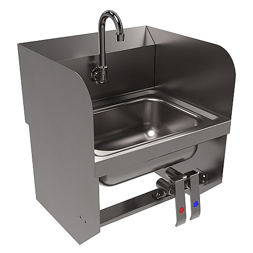 BK Resources Stainless Steel Hand Sink with Side Splashes, 14" l x 10" w x 5" d (HSW14101SBKP)