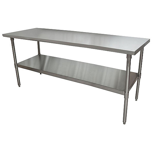 BK Resources Stainless Steel Flat Top Work Tables, 72w x 30d x 36h, Silver, 2/Pallet (2VT7230)