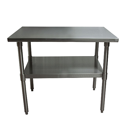 BK Resources Stainless Steel Flat Top Work Tables, 48w x 24d x 36h, Silver, 2/Pallet (2VT4824)