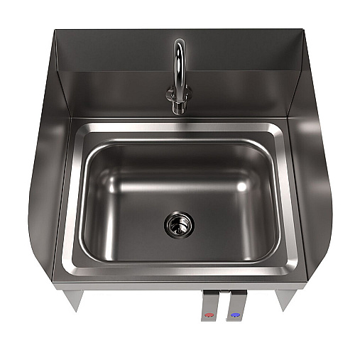 BK Resources Stainless Steel Hand Sink with Side Splashes, 14" l x 10" w x 5" d (HSW14101SBKP)