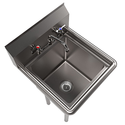 BK Resources Stainless Steel Sink and Faucet Bundle, Sink/Faucet/Faucet Mounting Kit/Drain, 15" L x 15" W x 14" D (BKS11514PG)