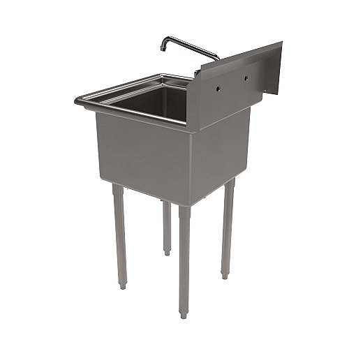 BK Resources Stainless Steel Sink and Faucet Bundle, Sink/Faucet/Faucet Mounting Kit/Drain, 18" L x 18" W x 14" D (BKS11812PG)