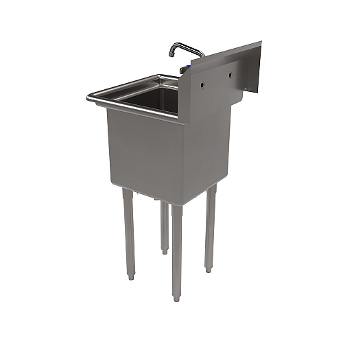BK Resources Stainless Steel Sink and Faucet Bundle, Sink/Faucet/Faucet Mounting Kit/Drain, 15" L x 15" W x 14" D (BKS11514PG)