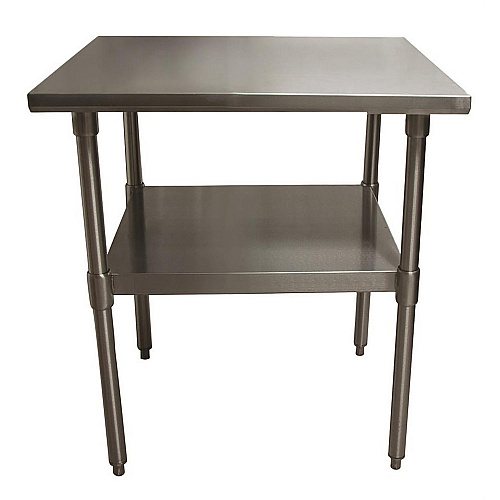 BK Resources Stainless Steel Flat Top Work Tables, 24w x 24d x 36h, Silver, 2/Pallet (2VT2424)