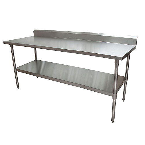 BK Resources Stainless Steel 5" Riser Top Tables, 72w x 30d x 39.75h, Silver, 2/Pallet (2VTR57230)