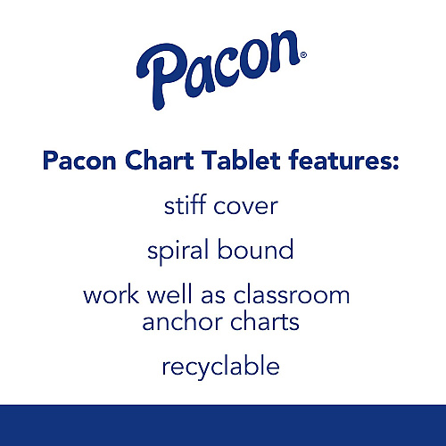 Pacon Chart Tablets, Presentation Format (1" Rule), 24 x 32, White, 25 Sheets, 12/Carton (74610CT)