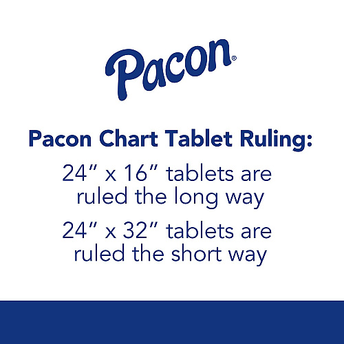 Pacon Chart Tablets, Presentation Format (1" Rule), 24 x 32, White, 25 Sheets, 12/Carton (74610CT)