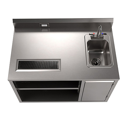 BK Resources Stainless Steel Beverage Table with Right Sink, Rectangular, 30" x 48" x 41.5", Silver Top, Silver Base/Legs (BEVT3048R)