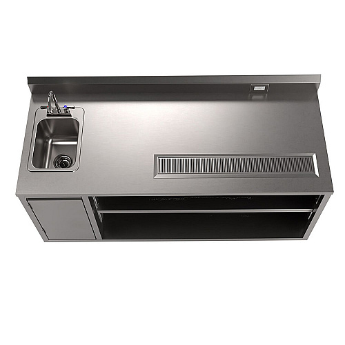 BK Resources Stainless Steel Beverage Table with Left Sink, Rectangular, 30" x 72" x 41.5", Silver Top, Silver Base/Legs (BEVT3072L)