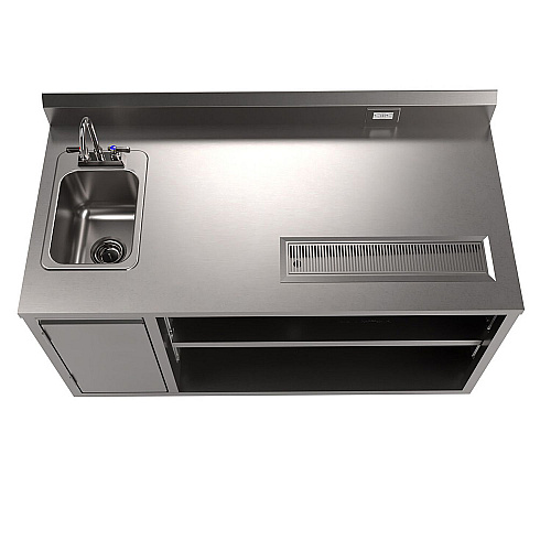 BK Resources Stainless Steel Beverage Table with Left Sink, Rectangular, 30" x 60" x 41.5", Silver Top, Silver Base/Legs (BEVT3060L)