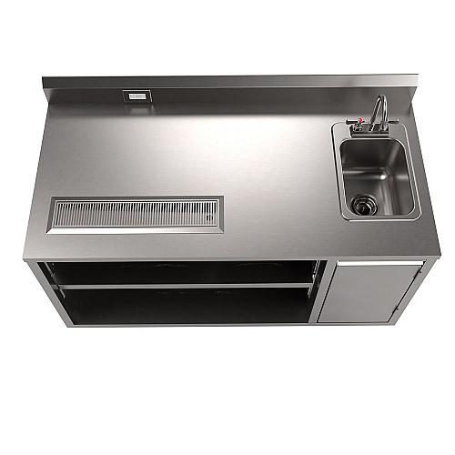 BK Resources Stainless Steel Beverage Table with Right Sink, Rectangular, 30" x 60" x 41.5", Silver Top, Silver Base/Legs (BEVT3060R)