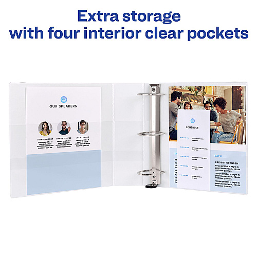 Avery Heavy-Duty View Binder with DuraHinge and Locking One Touch EZD Rings, 3 Rings, 3" Capacity, 11 x 8.5, White, 4/Carton (79193CT)