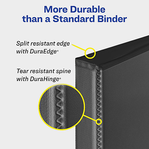 Avery Durable View Binder with DuraHinge and EZD Rings, 3 Rings, 2" Capacity, 11 x 8.5, White, 12/Carton (09501CT)