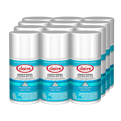 Claire Metered Air Freshener, 7 oz Aerosol Spray, Tropic Breeze, 12/Carton (105)