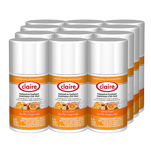 Claire Metered Air Freshener, 7 oz Aerosol Spray, Citrus Blast, 12/Carton (112)