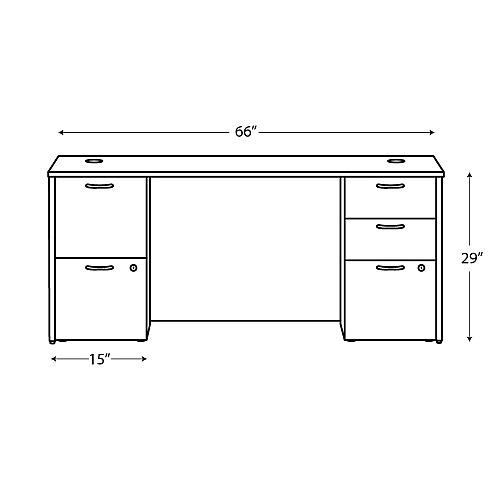 HON Mod Double Pedestal Desk Bundle, 66" x 30" x 29", Traditional Mahogany (LDS66PSTM1)