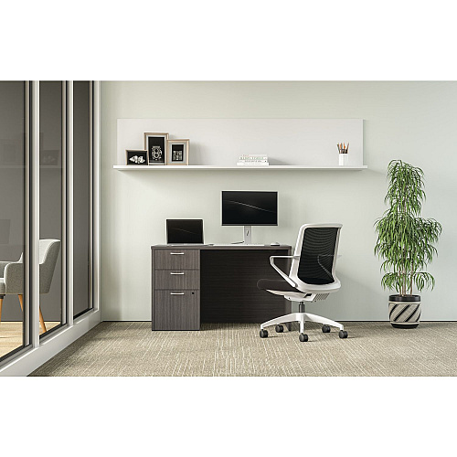HON Mod Single Pedestal Desk Bundle, 48" x 30" x 29", Slate Teak (MOD172)