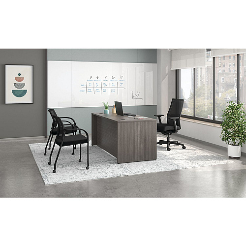 HON Mod Double Pedestal Desk Bundle, 66" x 30" x 29", Slate Teak (MOD002)