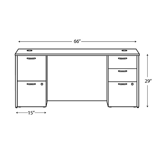 HON Mod Double Pedestal Desk Bundle, 66" x 30" x 29", Java Oak (MOD005)