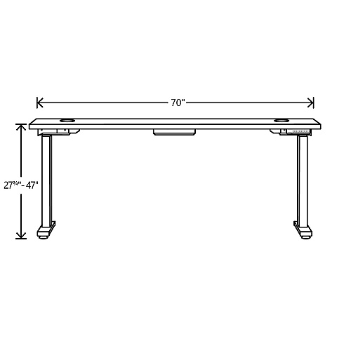 HON Coordinate Height Adjustable Desk Bundle 2-Stage, 70" x 22" x 27.75" to 47", Florence WalnutBlack (HAT2SFLB2270)