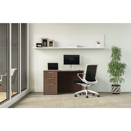 HON Mod Single Pedestal Desk Bundle, 48" x 30" x 29", Sepia Walnut (DS4830BBFSE1)