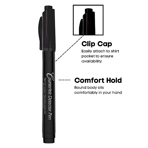 Dri Mark Counterfeit Bill Detector Marker Pen, 3 x 7.25 x 0.6, Black, 50/Pack (CFD50PK)