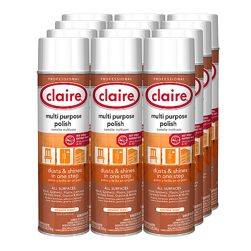 Claire Multi Purpose Polish, Citrus Scent, 18 oz Aerosol Spray, 12/Carton (814)