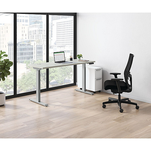 HON Coordinate Height Adjustable Desk Bundle 2-Stage, 58" x 22" x 27.75" to 47", Silver MeshSilver (HAT2SMSV2258)
