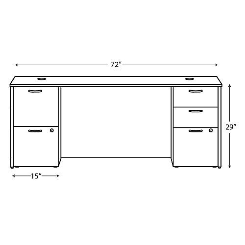 HON Mod Double Pedestal Desk Bundle, 72" x 30" x 29", Slate Teak (MOD007)