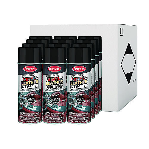 Sprayway Vinyl and Leather Cleaner, Leather Scent, 15 oz Aerosol Spray, 12/Carton (990)