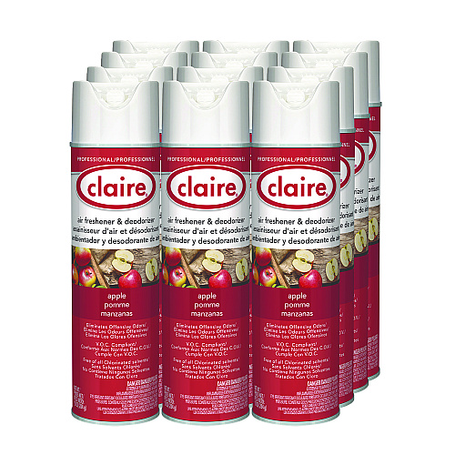 Claire Aerosol Air Freshener and Deodorizer, Apple, 10 oz Aerosol Spray, 12/Carton (161)