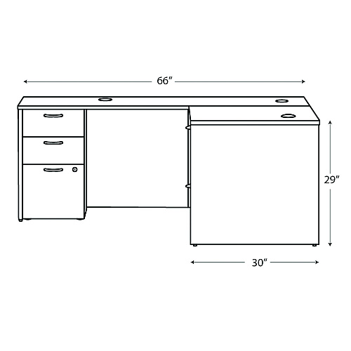 HON Mod L-Station Double Pedestal Desk Bundle, 66" x 72" x 29", Slate Teak (MOD072)