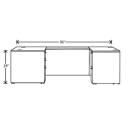 HON Mod U-Station Bundle, 66" x 96" x 29", Traditional Mahogany (MOD078)