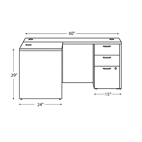 HON Mod L-Station Single Pedestal Desk Bundle, 60" x 72" x 29", Java Oak (L6072L1BBFJA)