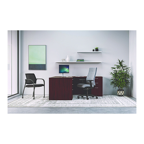HON Mod L-Station Double Pedestal Desk Bundle, 60" x 72" x 29", Traditional Mahogany (MOD188)