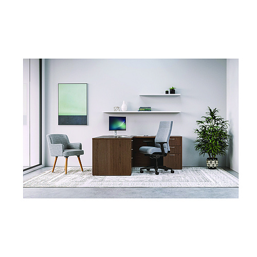 HON Mod L-Station Double Pedestal Desk Bundle, 60" x 72" x 29", Sepia Walnut (L6072L2BBFSE)