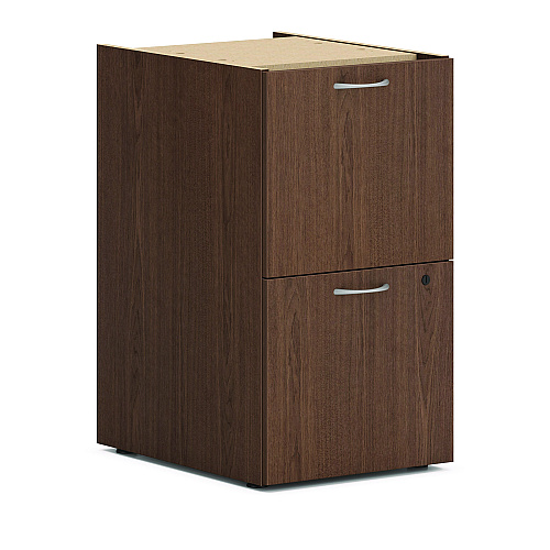 HON Mod L-Station Double Pedestal Desk Bundle, 66" x 72" x 29", Sepia Walnut (MOD074)