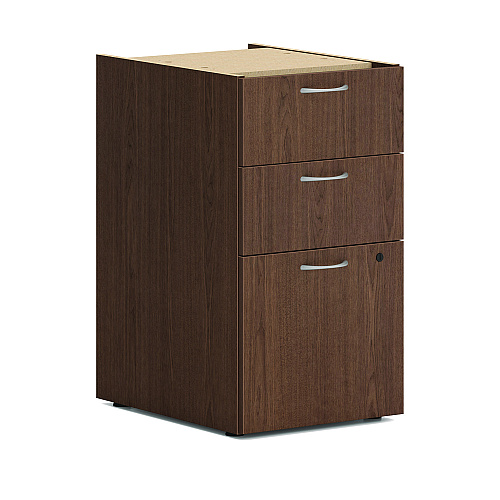 HON Mod L-Station Single Pedestal Desk Bundle, 60" x 72" x 29", Sepia Walnut (L6072L1BBFSE)